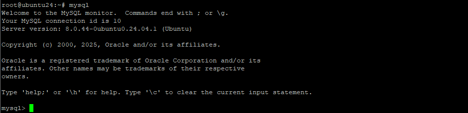 Подключение к консоли MySQL