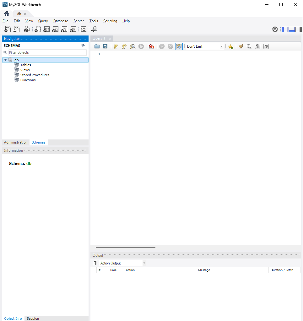 Интерфейс MySQL Workbench