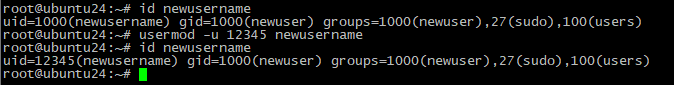 Смена UID usermod