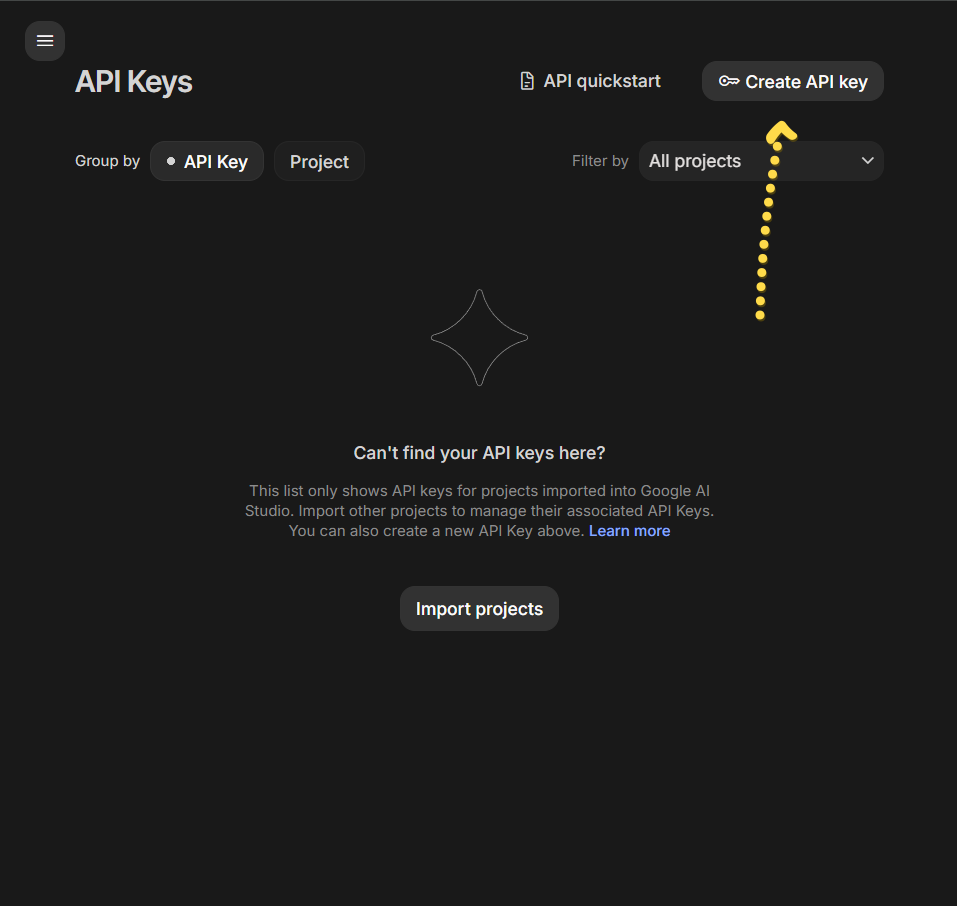 Создание API-ключа Gemini